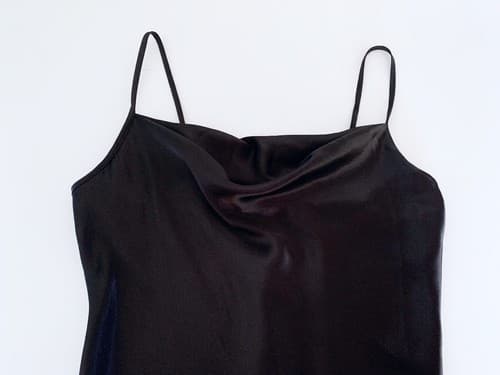 Bebe Black Slippery Satin Dress NWT M Draped Neck Sexy Gown Lingerie - Thumbnail 5