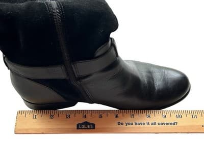10.5 Women’s Anne Klein Vintage Black Tall Genuine Leather Suede Boots Shoes - Thumbnail 4