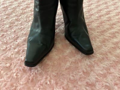 Vintage Lord & Taylor Black Leather Rabbit Fur Boots Avant Garde New Wave Rocker - Thumbnail 13