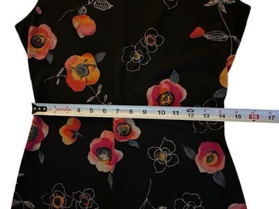 Vintage Y2K Maxi Dress Floral Long Skinny Fit Stretchy Black Pink Coral Roses - Thumbnail 7