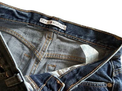 Y2K Tommy Hilfiger Jeans High Waisted Slouch Denim Pants Faded Leather Tag - Thumbnail 4