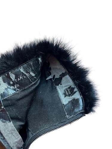 Vintage Lord & Taylor Black Leather Rabbit Fur Boots Avant Garde New Wave Rocker - Thumbnail 7