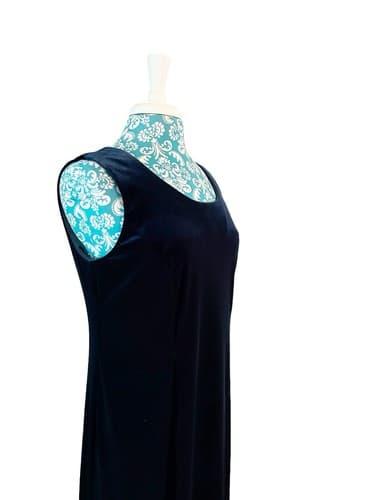 Vintage Long Emerald Green Velvet Stretch Maxi Dress 12 Christmas New Years Eve - Thumbnail 5