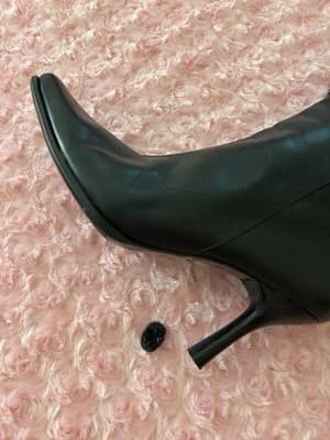 Vintage Lord & Taylor Black Leather Rabbit Fur Boots Avant Garde New Wave Rocker - Thumbnail 8