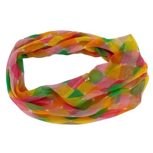 Vintage 1960’s Head Scarf Mod Neck Mod Orange Yellow Green Infinity Dayglo - Thumbnail 3