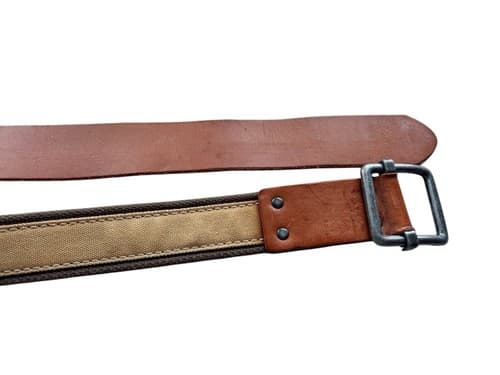Men’s Surplus Work Gear Belt Genuine Leather & Cotton Silver Rugged Grunge 32 - Thumbnail 6
