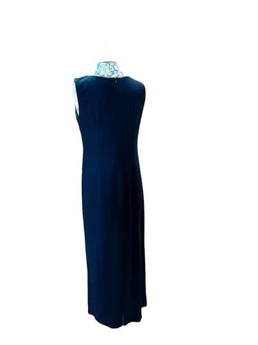 Vintage Long Emerald Green Velvet Stretch Maxi Dress 12 Christmas New Years Eve - Thumbnail 4