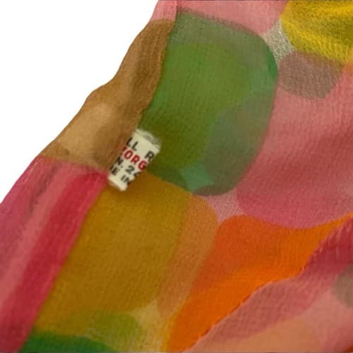 Vintage 1960’s Head Scarf Mod Neck Mod Orange Yellow Green Infinity Dayglo - Thumbnail 4