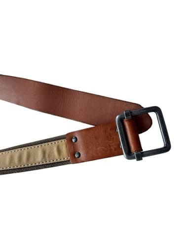 Men’s Surplus Work Gear Belt Genuine Leather & Cotton Silver Rugged Grunge 32 - Thumbnail 2