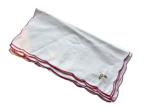 Christmas Vintage Linens Holly Leaf Berries Holiday Table Placemat Napkin 1960’s - Thumbnail 5