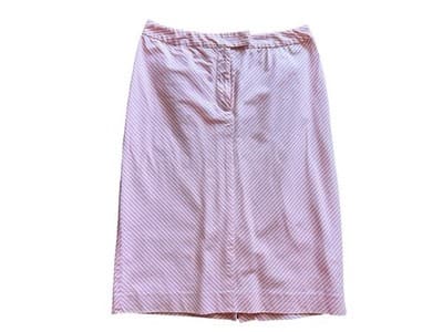 Brooks Brothers Women’s Size 8 Pink White Cotton Lined Stretch Pinstriped Skirt - Thumbnail 6