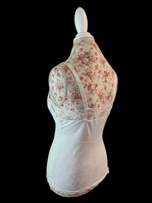 Vintage Cream Camisole Wide Scalloped Floral Lace Lingerie White Bust 32-34” - Thumbnail 3