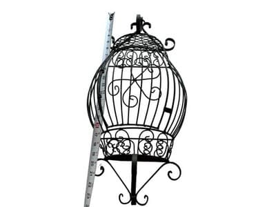 Vtg Large 24” French Metal Scrolled Cage Wall Decor Wrought Iron Shabby Chic - Thumbnail 13