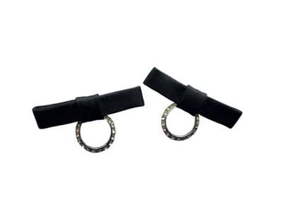 Vintage 1950’s 1960’s Black Bow Rhinestone Shoe Clips Madmen Mid Century Glamour - Thumbnail 2