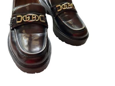 Size 8 Sam Edelman Brown Patent Loafer Chunky Lug Sole Women’s Grunge Shoes - Thumbnail 7