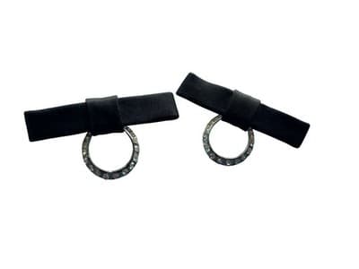 Vintage 1950’s 1960’s Black Bow Rhinestone Shoe Clips Madmen Mid Century Glamour - Thumbnail 3