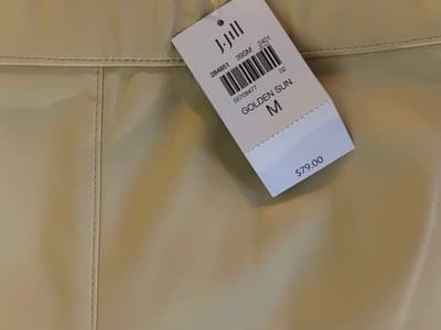 NWT $79 Medium J Jill Creamy Yellow Beige Faux Leather Maxi Midi Skirt Boho - Thumbnail 11
