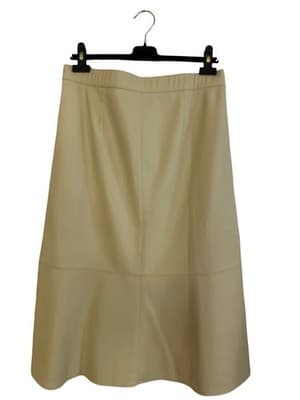 NWT $79 Medium J Jill Creamy Yellow Beige Faux Leather Maxi Midi Skirt Boho - Thumbnail 8