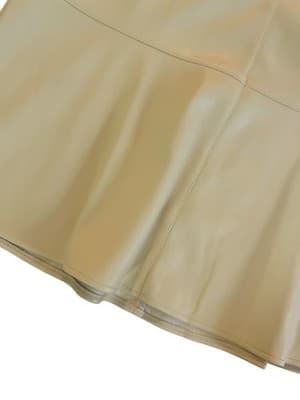 NWT $79 Medium J Jill Creamy Yellow Beige Faux Leather Maxi Midi Skirt Boho - Thumbnail 6