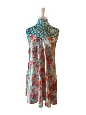 Vintage Barbizon Nighty Peach Floral Roses Shiny Glossy Satin Flowy Babydoll - Thumbnail 2