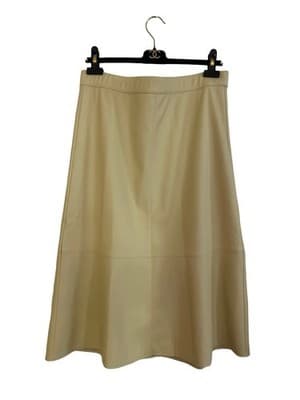 NWT $79 Medium J Jill Creamy Yellow Beige Faux Leather Maxi Midi Skirt Boho - Thumbnail 9