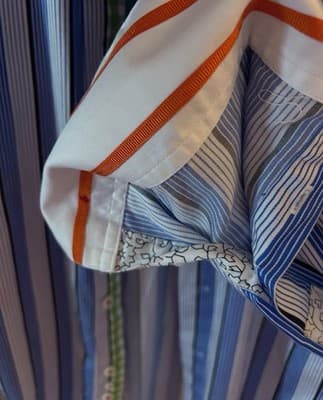 Robert Graham Blue/White Stripe Green Orange Metro Flip Cuff Shirt Size M - Thumbnail 5