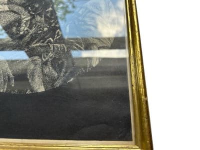 Vintage 1970s Ink Drawing Framed Bohemian African American Mother Father Baby - Thumbnail 4