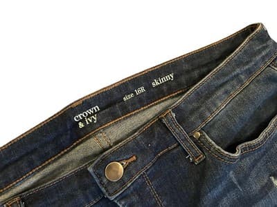 Size 16R Skinny Crown & Ivy Womens Blue Jeans Pants Stretchy Distressed Fringe - Thumbnail 6