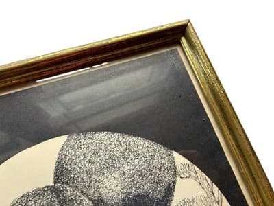Vintage 1970s Ink Drawing Framed Bohemian African American Mother Father Baby - Thumbnail 5