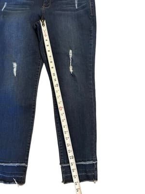Size 16R Skinny Crown & Ivy Womens Blue Jeans Pants Stretchy Distressed Fringe - Thumbnail 8