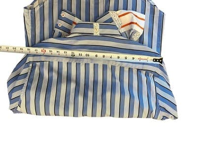 Robert Graham Blue/White Stripe Green Orange Metro Flip Cuff Shirt Size M - Thumbnail 14