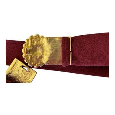 Vintage 1980’s Burgundy Wine Red Belt Gold Regency Baroque Glam Interchangeable - Thumbnail 3