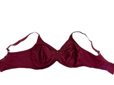Wire Free Burgundy Wine Lace Wireless Bra Almost U 40D Lingerie Soft Cups - Thumbnail 2
