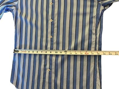 Robert Graham Blue/White Stripe Green Orange Metro Flip Cuff Shirt Size M - Thumbnail 12