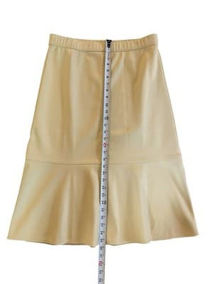 NWT $79 Medium J Jill Creamy Yellow Beige Faux Leather Maxi Midi Skirt Boho - Thumbnail 15