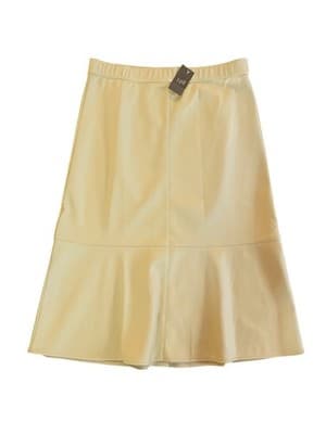 NWT $79 Medium J Jill Creamy Yellow Beige Faux Leather Maxi Midi Skirt Boho - Thumbnail 2
