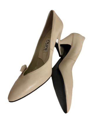 Vintage Cream Romantic Shoes Heels 1980’s Avant Garde Pinup Rockabilly Leather 8 - Thumbnail 6