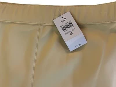 NWT $79 Medium J Jill Creamy Yellow Beige Faux Leather Maxi Midi Skirt Boho - Thumbnail 4
