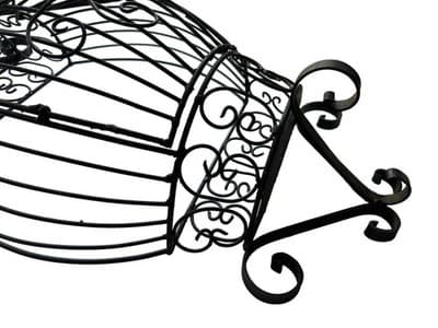 Vtg Large 24” French Metal Scrolled Cage Wall Decor Wrought Iron Shabby Chic - Thumbnail 9