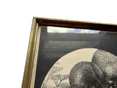 Vintage 1970s Ink Drawing Framed Bohemian African American Mother Father Baby - Thumbnail 6