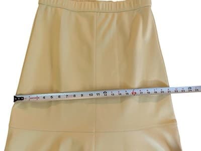 NWT $79 Medium J Jill Creamy Yellow Beige Faux Leather Maxi Midi Skirt Boho - Thumbnail 14