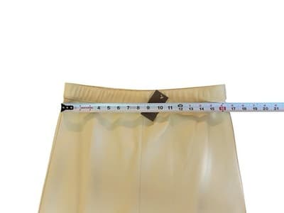 NWT $79 Medium J Jill Creamy Yellow Beige Faux Leather Maxi Midi Skirt Boho - Thumbnail 12