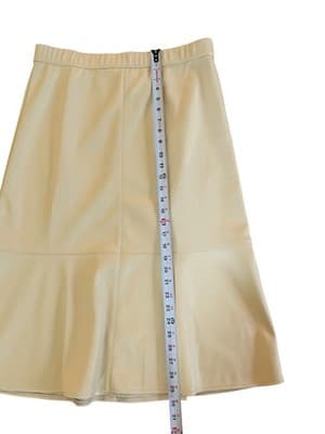 NWT $79 Medium J Jill Creamy Yellow Beige Faux Leather Maxi Midi Skirt Boho - Thumbnail 13