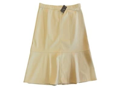 NWT $79 Medium J Jill Creamy Yellow Beige Faux Leather Maxi Midi Skirt Boho - Thumbnail 3