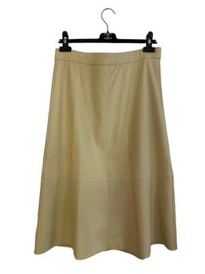 NWT $79 Medium J Jill Creamy Yellow Beige Faux Leather Maxi Midi Skirt Boho - Thumbnail 10