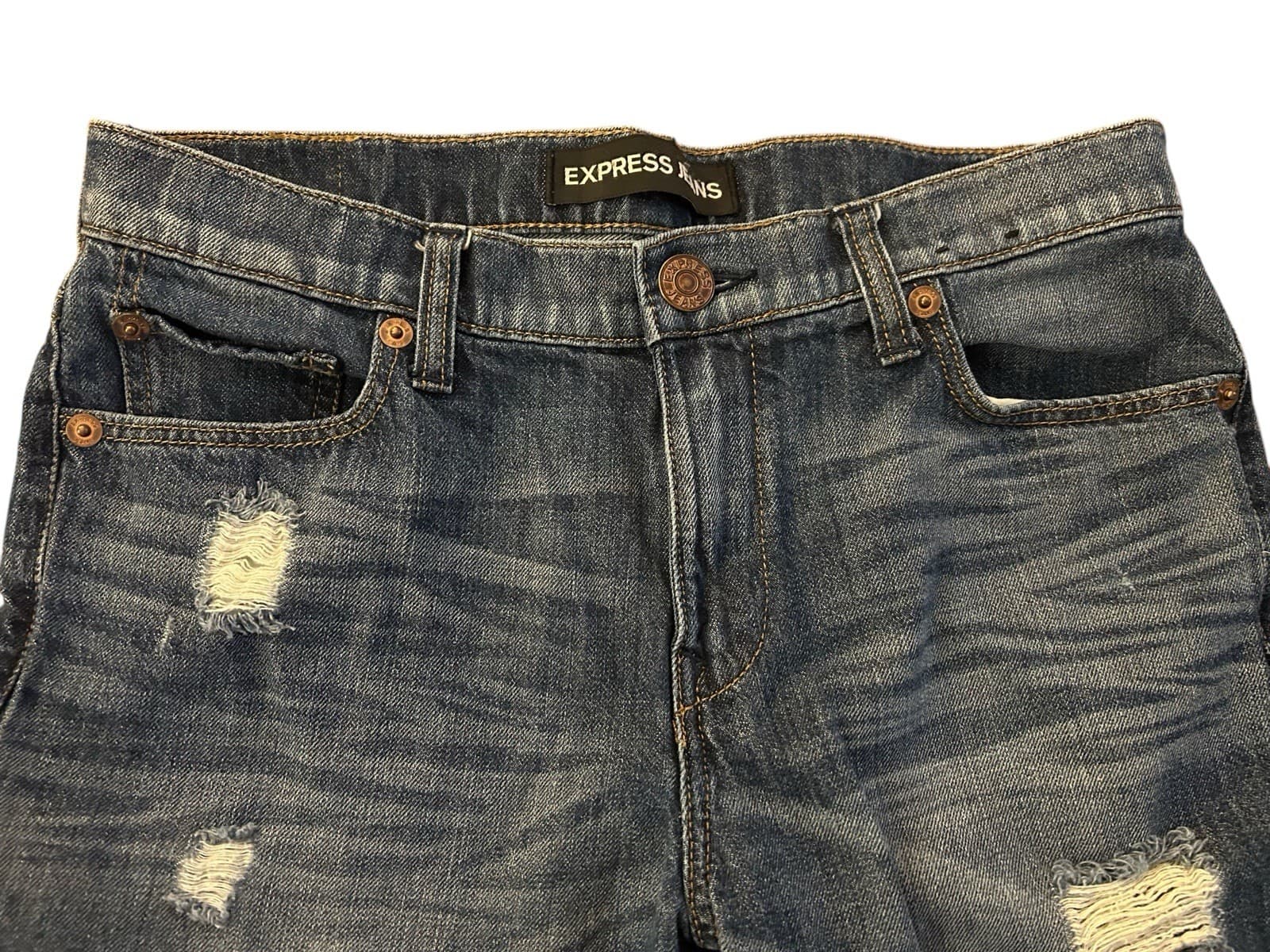 Express Jeans Ripped Distressed Boyfriend Jeans Women’s Grunge Slouch Size 2 - Thumbnail 3