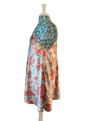 Vintage Barbizon Nighty Peach Floral Roses Shiny Glossy Satin Flowy Babydoll - Thumbnail 4