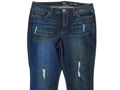 Size 16R Skinny Crown & Ivy Womens Blue Jeans Pants Stretchy Distressed Fringe - Thumbnail 3