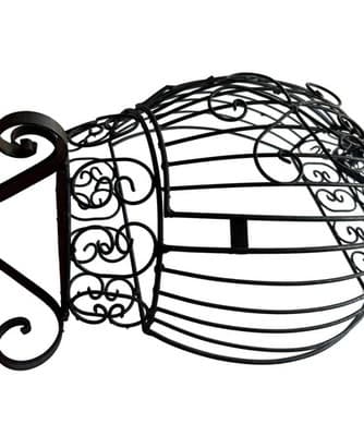 Vtg Large 24” French Metal Scrolled Cage Wall Decor Wrought Iron Shabby Chic - Thumbnail 14