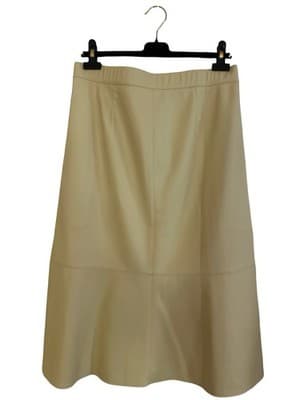 NWT $79 Medium J Jill Creamy Yellow Beige Faux Leather Maxi Midi Skirt Boho - Thumbnail 7